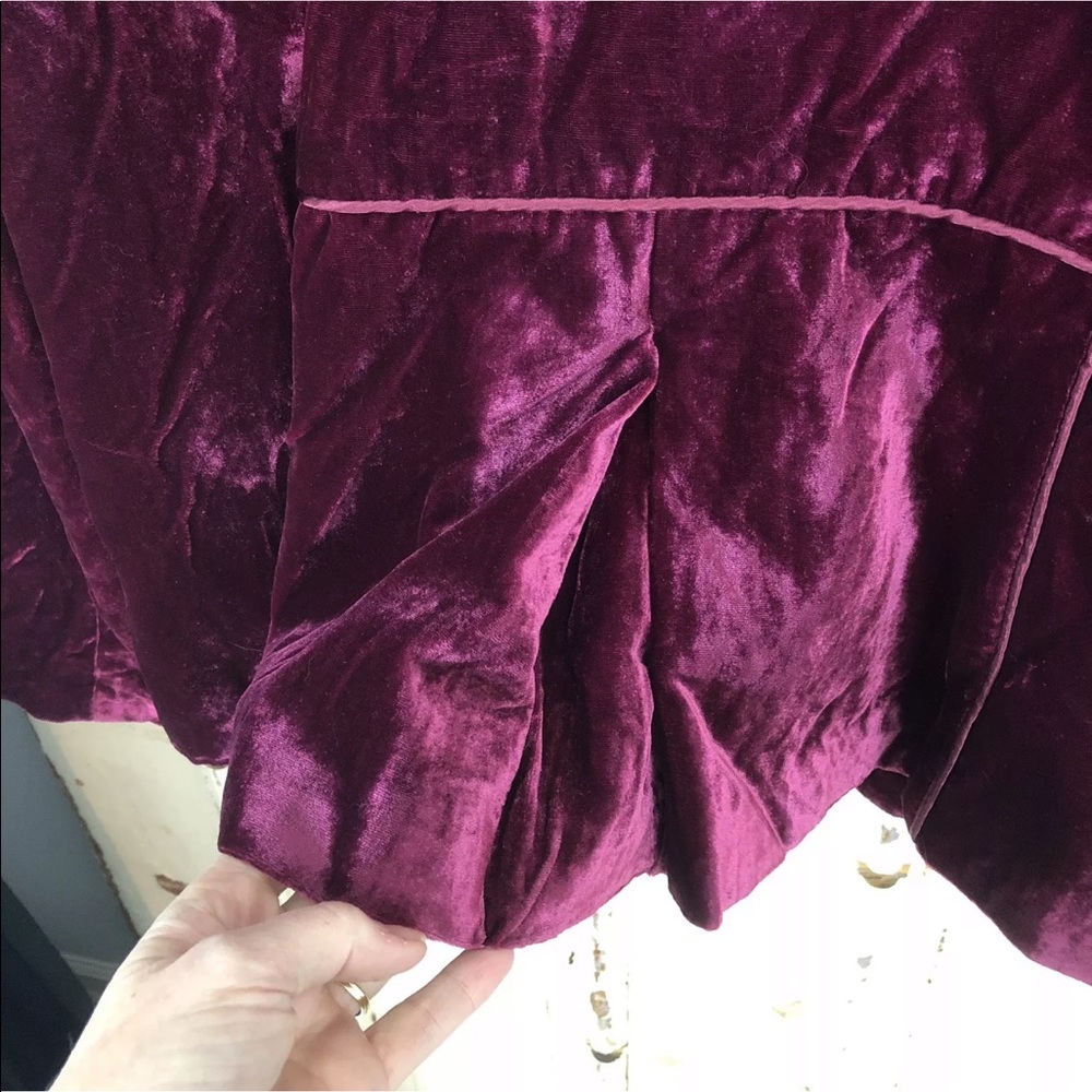 Lane Bryant Crushed Velvet blazer burgundy H - Picture 7 of 8